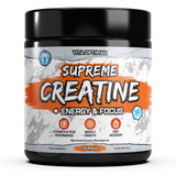 SUPREME CREATINE + ENERGY & FOCUS | CREATINE MONOHYDRATE + MACA & TAURINE | ORANGE FLAVOUR | 256G | 38 SERVINGS | STRENGTH, STAMINA & MENTAL DRIVE