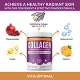 VITA OPTIMAL MULTI COLLAGEN PEPTIDES POWDER WITH PHYTOCERAMIDES, HYALURONIC ACID, KERATIN & VITAMIN C - VANILLA FLAVOUR - 22G SERVING