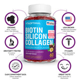 Skin, Hair & Nails Gummies - Biotin 6000mcg, Collagen, Silicon, PABA & Various Vitamins - Delicious Chewy Gummies