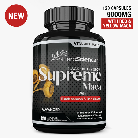 SUPREME MACA ADVANCED - WORLD’S NO1 - MOST POTENT BLACK MACA ROOT EXTRACT BLEND PLUS RED & YELLOW MACA - 120 CAPSULES