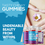Skin, Hair & Nails Gummies - Biotin 6000mcg, Collagen, Silicon, PABA & Various Vitamins - Delicious Chewy Gummies